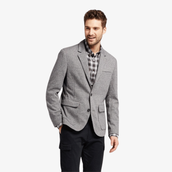 Mens Standard Fit Deconstructed Knit Blazer - Grey